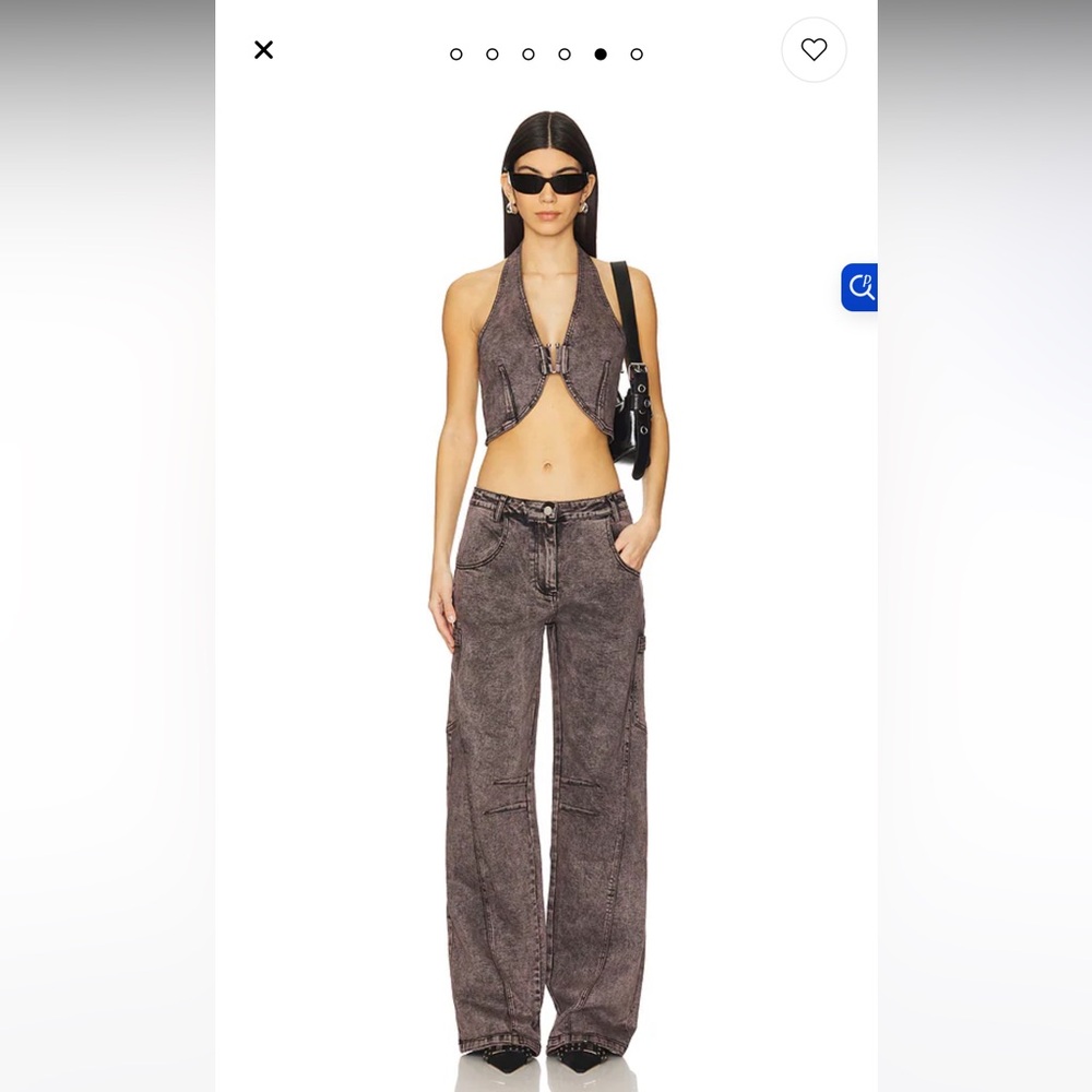 NWT Acid Wash Denim Halter Top and Pants Set